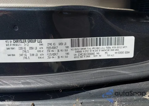 2012 Chrysler Town & Country Touring from USA, damaged, VIN 2C4RC1BG1CR283002